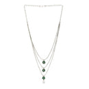Oxidized Pearl & Green Stone Studded 3 Layered Necklace