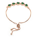 Rose Gold Plated Teardrop Shaped Emerald Green American Diamond Studded Bracelet