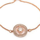 Rose Gold Plated Round Shaped White American Diamond Bracelet