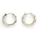 Rhodium Plated Silver Toned Geometric Shaped White American Diamond Studded Hoop Earrings