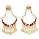 Gold Plated with Red Stylish Cubic Zirconia Danglers Earrings