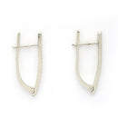 Rhodium Plated Silver Toned Geometric Shaped White American Diamond Studded Hoop Earrings