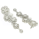 Rhodium Plated Chandelier White American Diamond Contemporary Long Drop Earrings