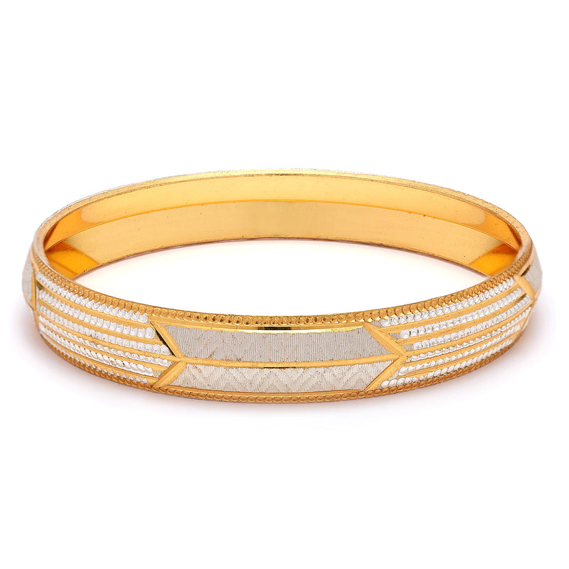Gold Plated Dual Toned Engraved Texture Kada For Men