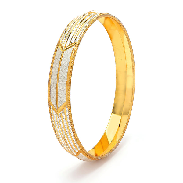 Gold Plated Dual Toned Engraved Texture Kada For Men