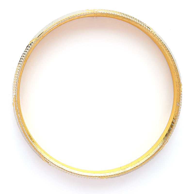 Gold Plated Dual Toned Engraved Texture Kada For Men