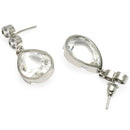 Rhodium Plated Teardrop White AD Contemporary Drop Earrings