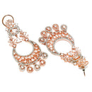 Rose Gold Plated Chandelier White American Diamond Contemporary Long Drop Earrings