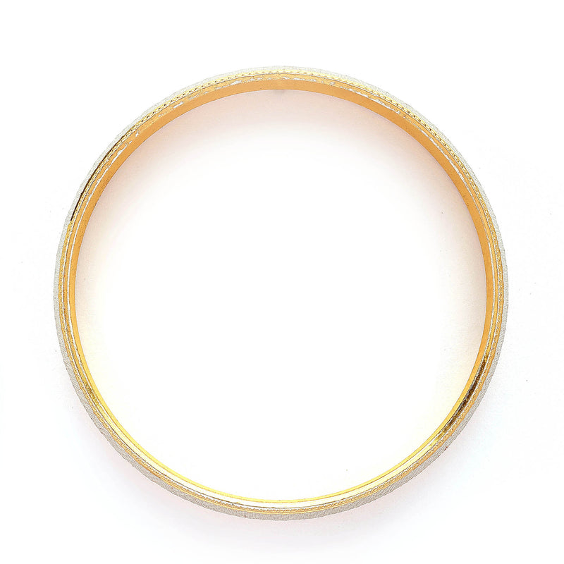 Gold Plated Dual Toned Engraved Texture Kada For Men