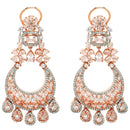 Rose Gold Plated with Tiny White American Diamond Dangler Earrings