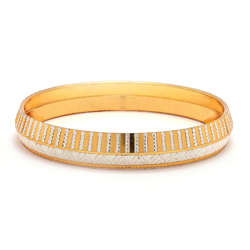 Gold Plated Dual Toned Engraved Texture Kada For Men