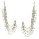Rhodium Plated Silver Toned Pearl Ear Chain Attachment for Earrings
