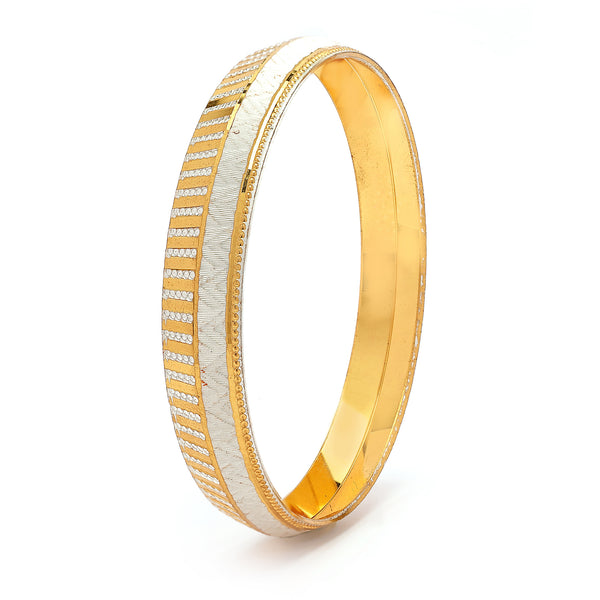 Gold Plated Dual Toned Engraved Texture Kada For Men