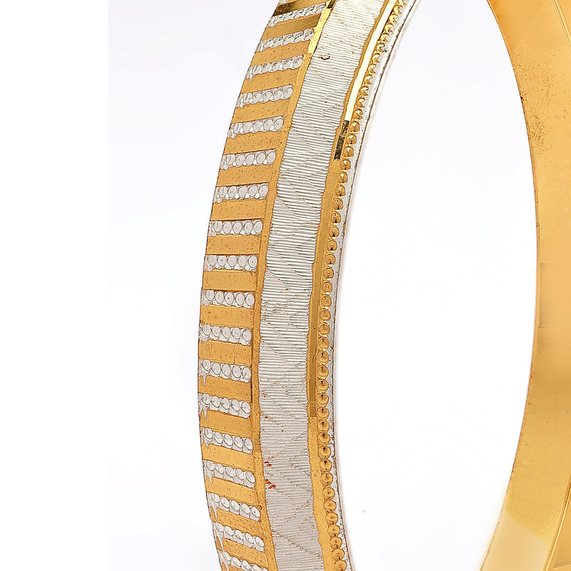 Gold Plated Dual Toned Engraved Texture Kada For Men