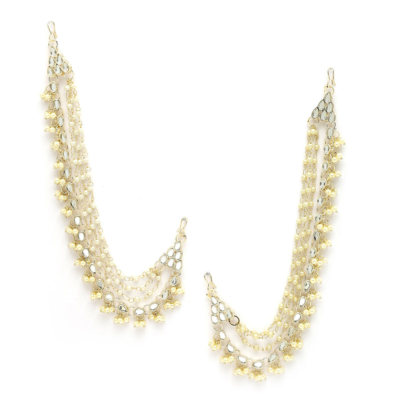 Gold Plated Pearl Long Ear Chain Attachment for Earrings