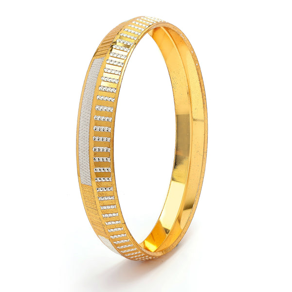 Gold Plated Dual Toned Engraved Texture Kada For Men