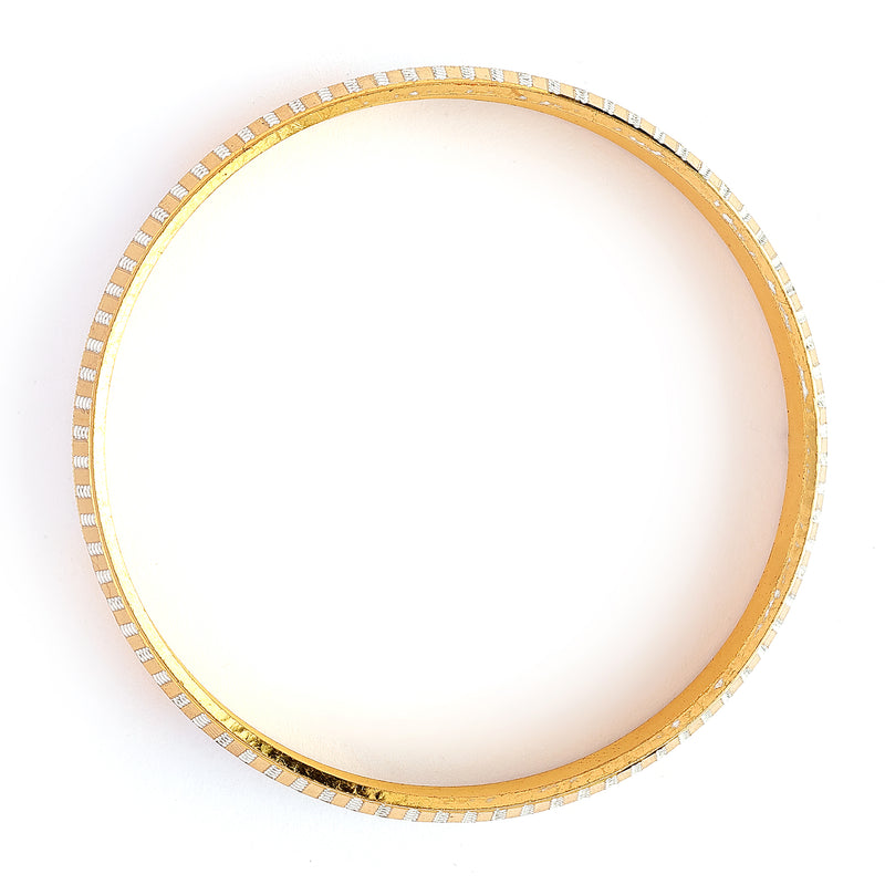 Gold Plated Dual Toned Engraved Texture Kada For Men