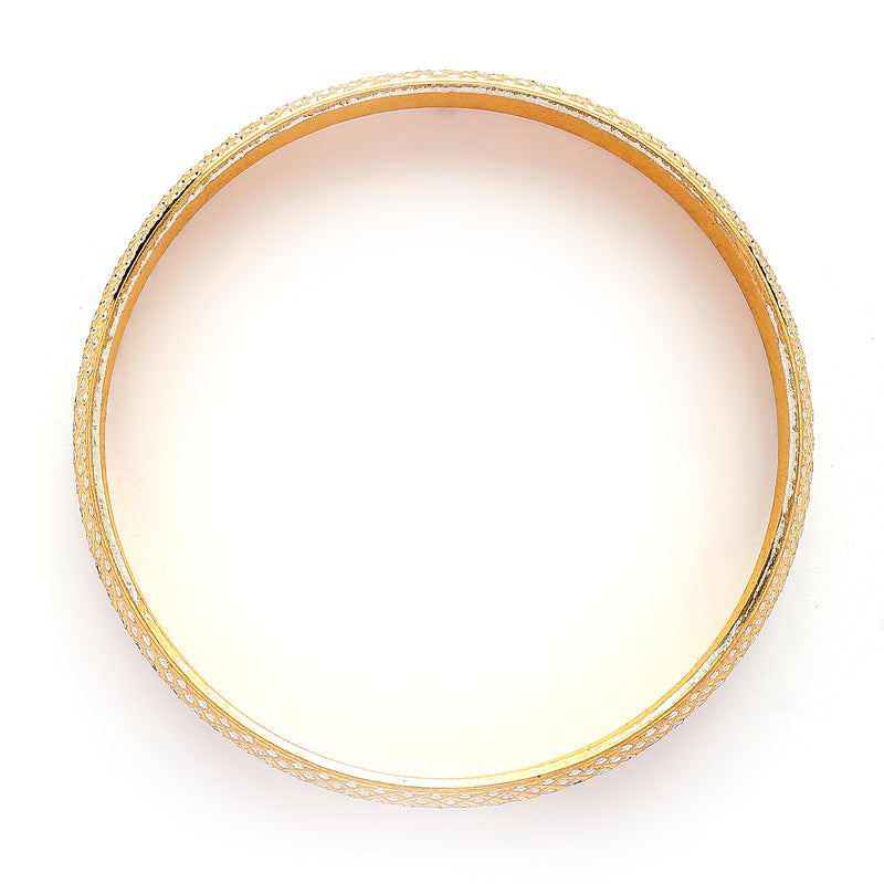 Gold Plated Dual Toned Engraved Texture Kada For Men