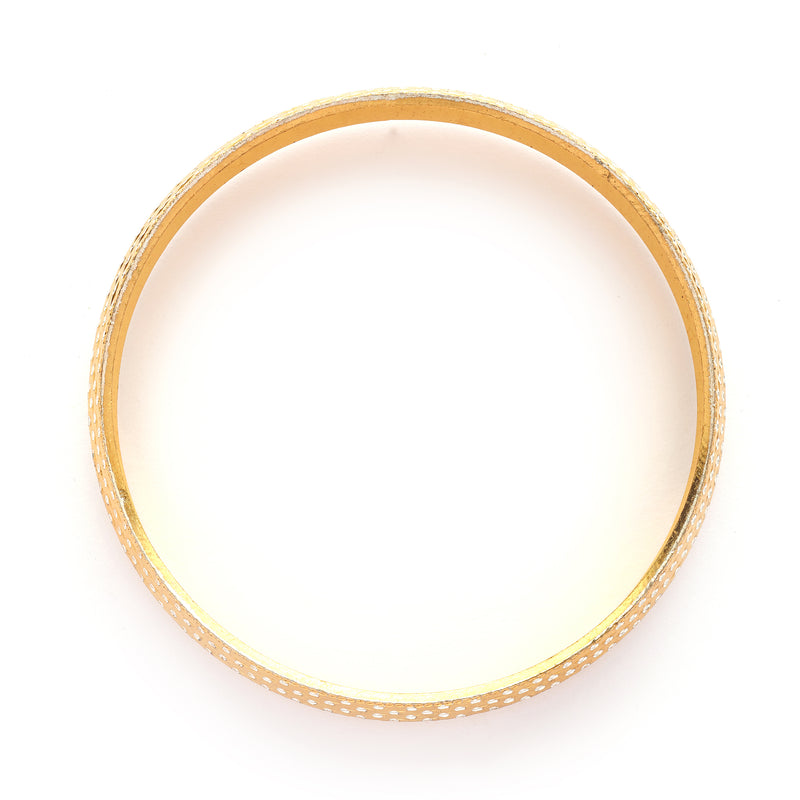 Gold Plated Dual Toned Engraved Texture Kada For Men