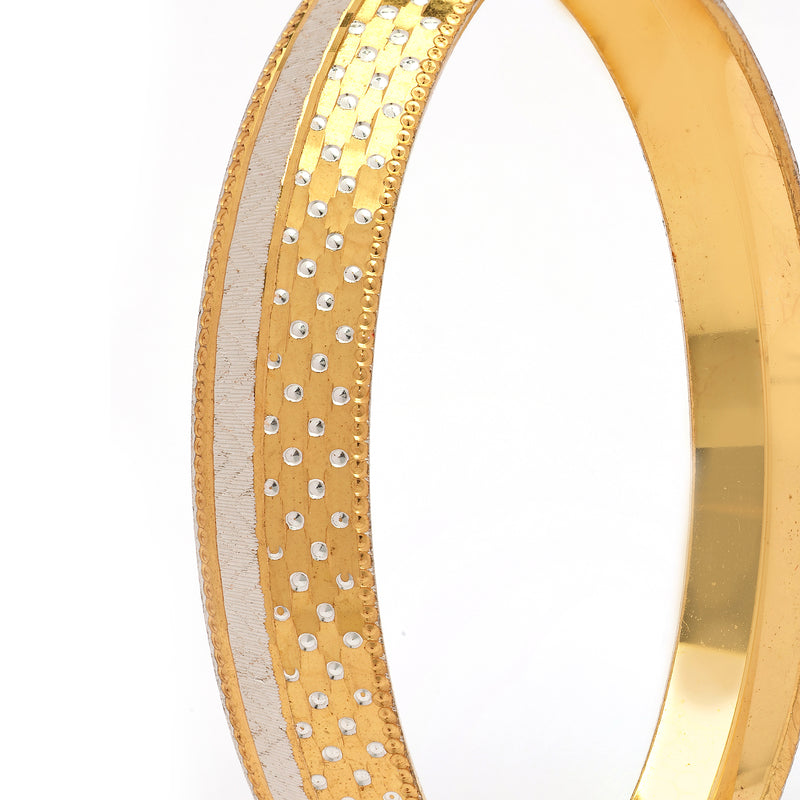 Gold Plated Dual Toned Engraved Texture Kada For Men