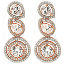 Rose Gold Plated with Teardrop and Round American Diamond Studded Drop Earrings