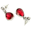 Rhodium Plated Stylish Teardrop Red AD Contemporary Drop Earrings