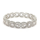 Rhodium Plated Silver Toned Bow Shaped White American Diamond Studded Bangles Set Of 2