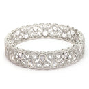 Rhodium Plated Silver Toned Teardrop Shaped White American Diamond Studded Bangles Set Of 2