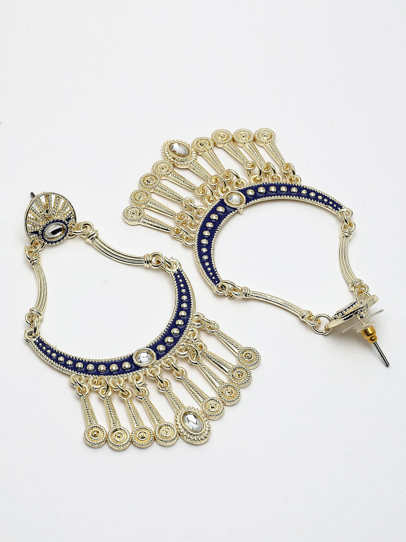 Gold Plated Blue Stylish Cubic Zirconia Earrings