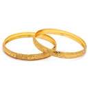 Gold Plated Traditional Contemproray Butterfly Engraved Bangles Set Of 2