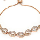 Rose Gold Plated Teardrop Shaped White American Diamond Studded Bracelet