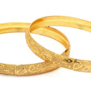 Gold Plated Traditional Contemproray Butterfly Engraved Bangles Set Of 2