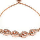 Rose Gold Plated  Drop Shaped White American Diamond Studded Bracelet