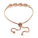 Rose Gold Plated  Drop Shaped White American Diamond Studded Bracelet