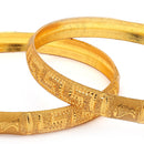 Gold Plated Traditional Contemporary Fish Design Engraved  Bangles Set Of 2|B