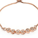 Rose Gold Plated Heart Shaped White American Diamond Studded  Bracelet