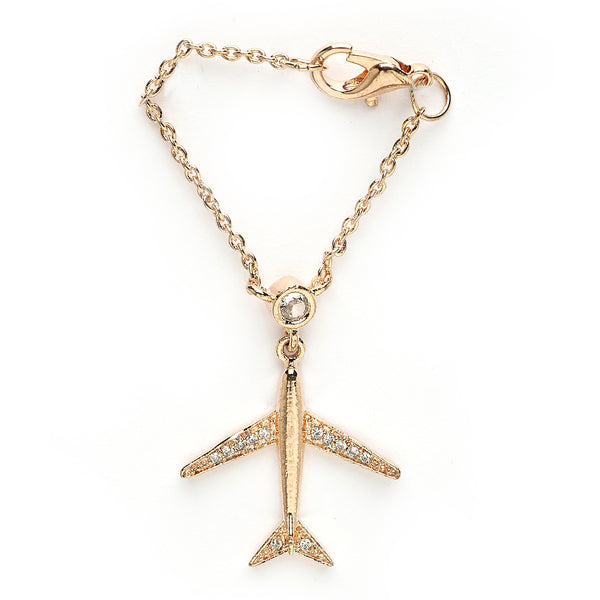 Rose Gold Plated Cubic Zirconia Studded Adjustable Watch Charm