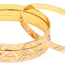 Gold Plated Traditional Contemporary Engraved Design Bangle Set Of 4