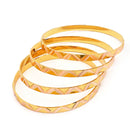 Gold Plated Traditional Contemporary Engraved Design Bangle Set Of 4