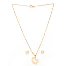 Rose Gold Plated with Heart Shaped Design Stainless Steel Pendent Set