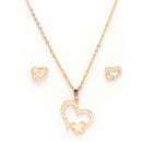 Rose Gold Plated with Heart Shaped Design Stainless Steel Pendent Set
