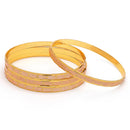 Gold Plated Dual Toned Traditional Contemporary Design Bangles Set Of 4