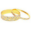 Gold Plated Dual Toned Traditional Contemporary Engraved Design Bangles Set Of 4