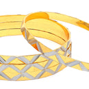 Gold Plated Dual Toned Traditional Contemporary Engraved Design Bangles Set Of 4