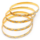Gold Plated Dual Toned Traditional Contemporary Engraved Design Bangles Set Of 4