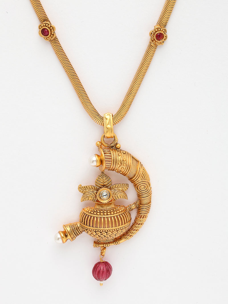 Gold Plated with Traditional Design Copper Pendent Set