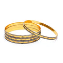Gold Plated Dual Toned Traditional Engraved Design Bangles Set Of 4