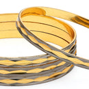 Gold Plated Dual Toned Traditional Engraved Design Bangles Set Of 4
