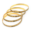 Gold Plated Dual Toned Traditional Engraved Design Bangles Set Of 4