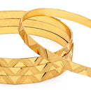 Gold Plated Traditional Contemporary Engraved Design Bangle Set Of 4